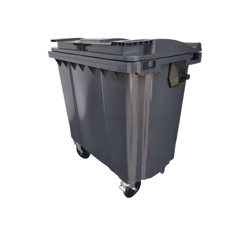 Contentor de Polietileno MGB 1000L Tampa Plana 4 Rodas