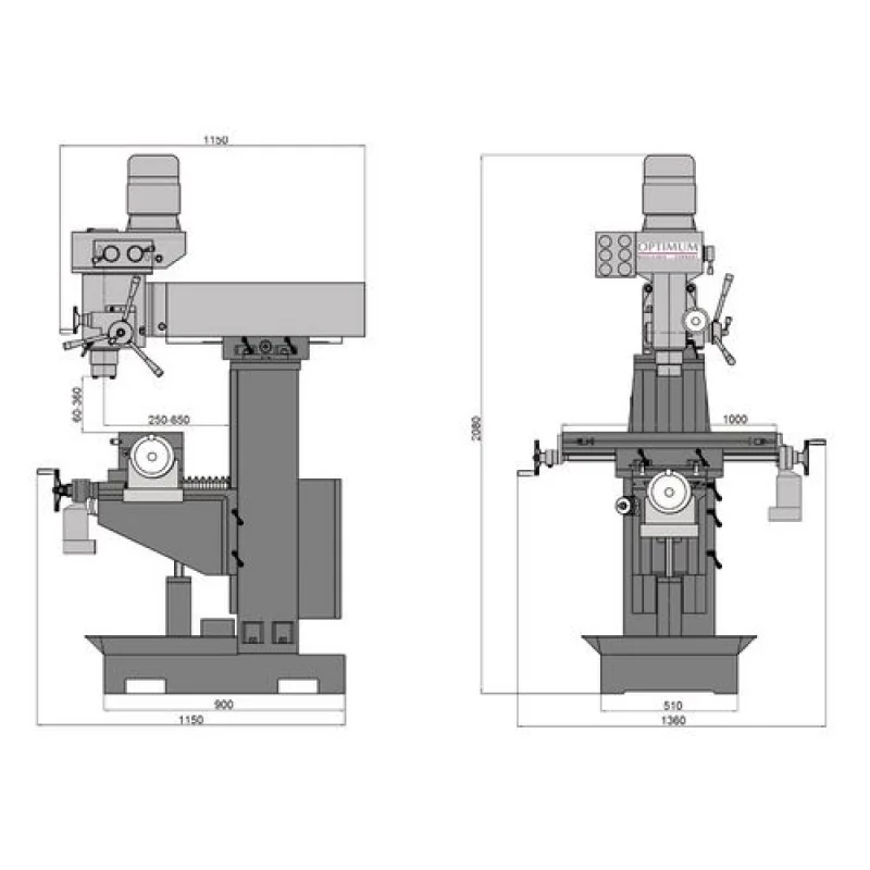 FRESADORA UNIVERSAL OPTI MT50 E /400V OPTIMUM