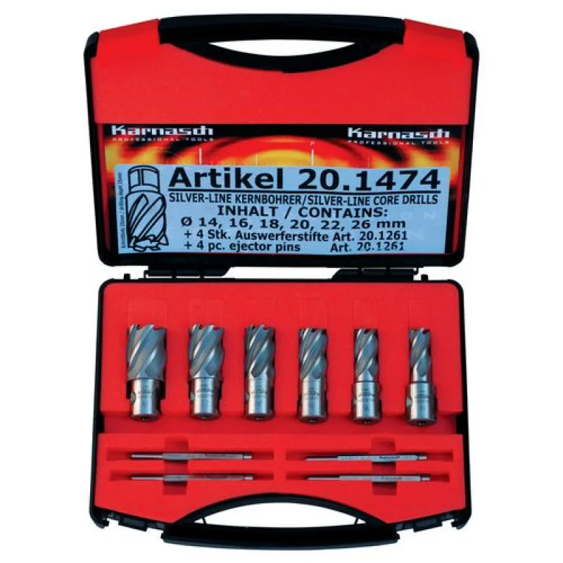 BROCA DE NÚCLEO KIT SILVER-LINE25MMØ14,16,18,22,22,26MM METALLKRAFT