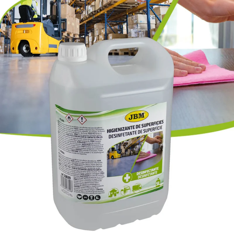 LÍQUIDO HIDROALCOÓLICO DESINFETANTE DE SUPERFÍCIES 5L JBM
