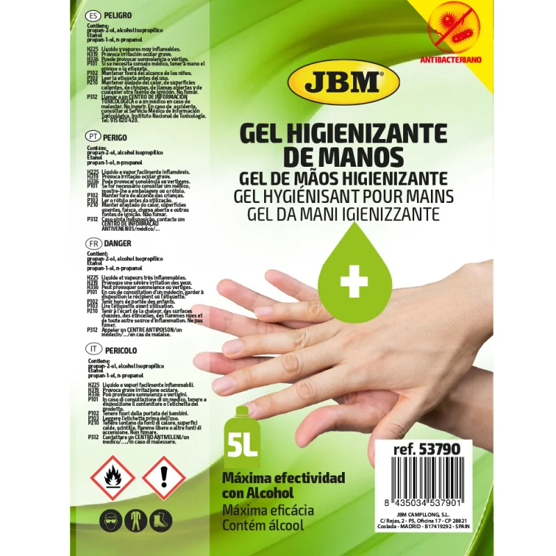 GARRAFÃO 5L GEL HIGIENIZANTE JBM