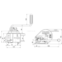 Guincho de Tração Manual Sem Cabo C/ Enrolador e Travão Automático AL-KO 450 KG