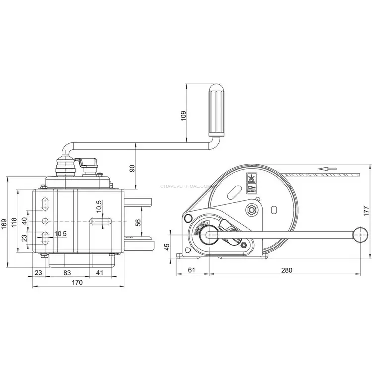Guincho de Tração Manual Sem Cabo C/ Enrolador e Travão Automático AL-KO 900 KG