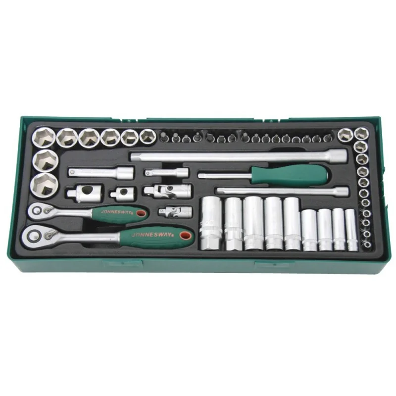 JOGO DE 8 CHAVES DE CAIXA COM 56 PEÇAS DE 1/4” E 3/8” JONNESWAY
