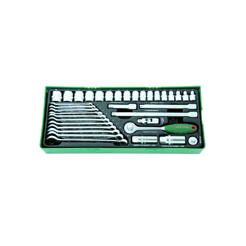 JOGO DE CHAVES DE CAIXA E CHAVES MISTAS COM 36 PEÇAS DE 3/8” JONNESWAY