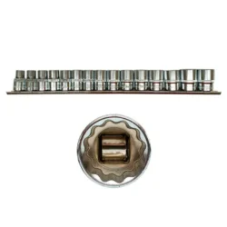 Jogo de Chaves de Caixa Curtas TOOLHUB 1/2″ DR 12 Faces 15 Peças