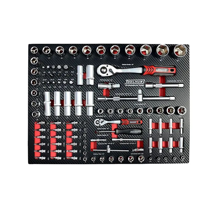 Módulo em EVA de Chaves de Caixa TOOLHUB 108 Peças 1/2″ e 1/4″