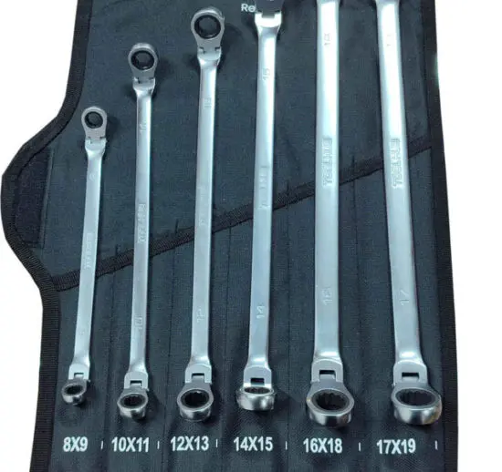 Jogo de Chaves de Roquete Duplas de Cabeça Flexível TOOLHUB 6 Peças