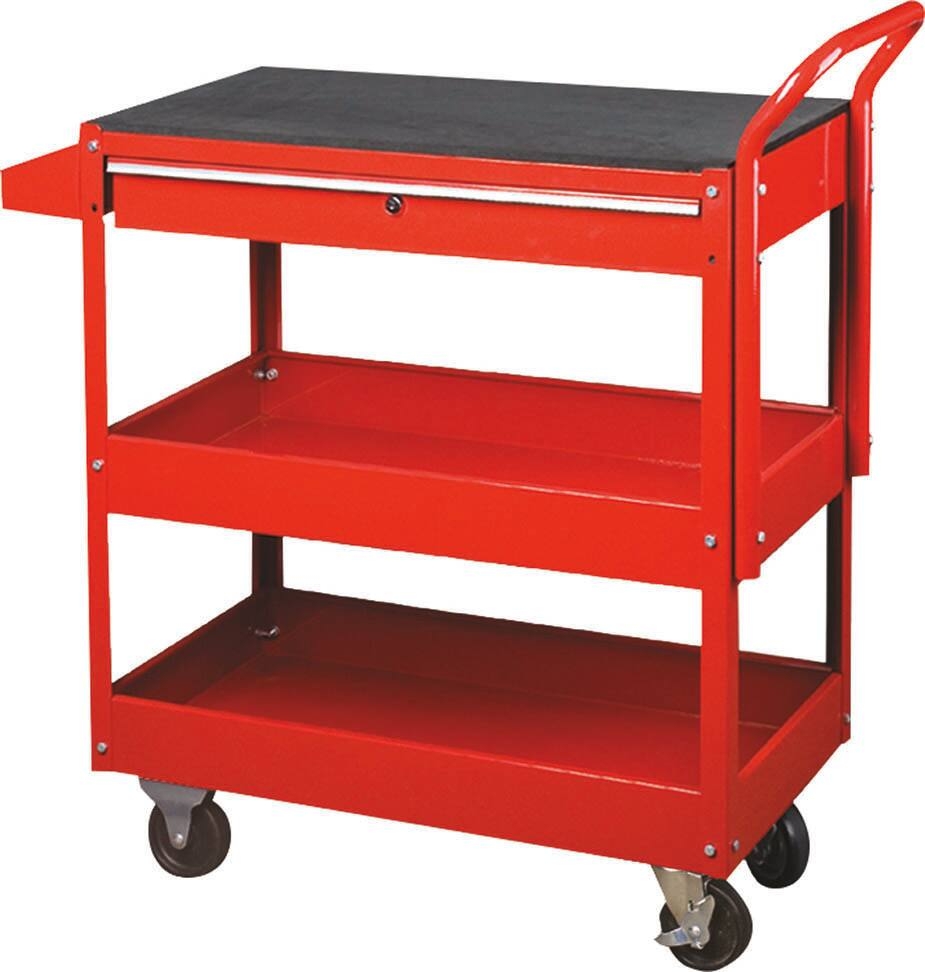 Carrinho de Oficina Metálico DRAKKAR 3 Prateleiras e 1 Tiroir 935x395x956mm