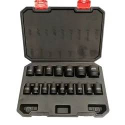 Jogo de Chaves de Caixa de Impacto Curtas 1/2″ DR 6 Faces 16 Peças TOOLHUB