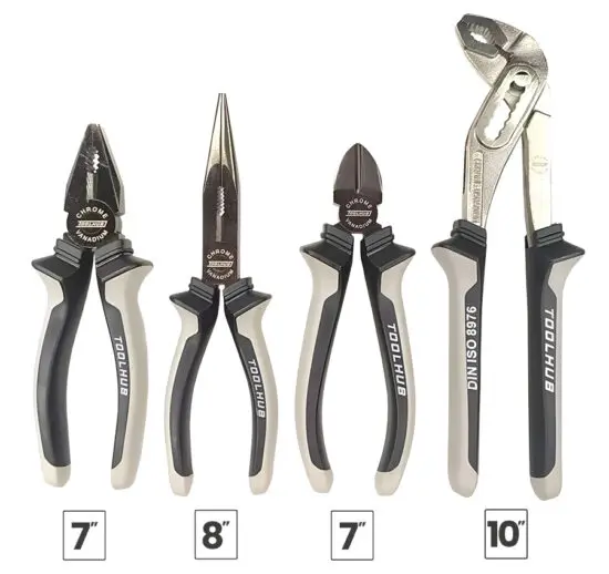 Jogo de Alicates 4 Peças TOOLHUB Aço Cr-V Ergonómicos
