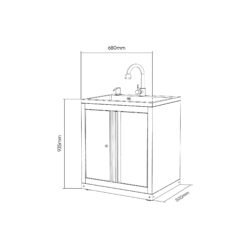 Armário com lava-loiça integrado JBM 680x500x935mm Inox