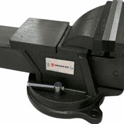Torno de Bancada em Aço DRAKKAR 125mm com Bigorna, Aperto para Tubos e Base Pivotante 360°