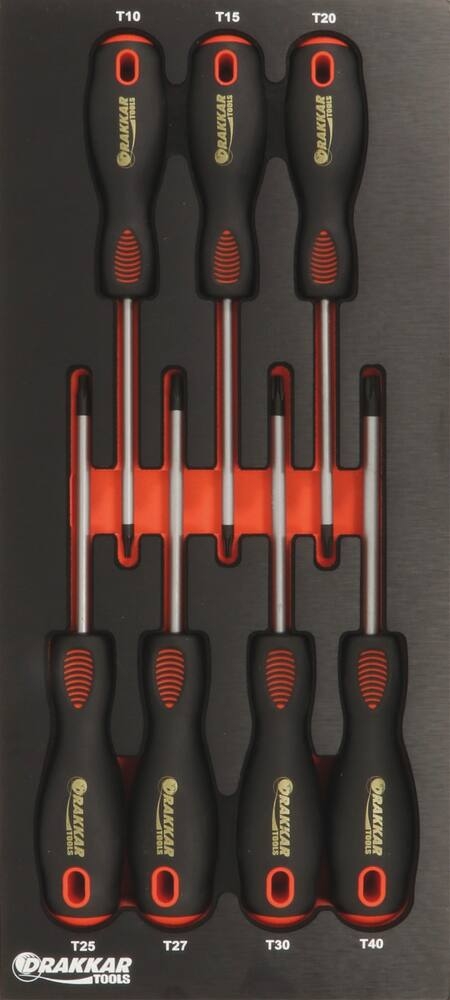 Módulo de Espuma com 7 Chaves de Fenda Torx DRAKKAR 395x178mm