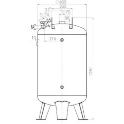 Reservatório de Ar Comprimido AIRCRAFT AC DB 270/10 V galvanizado 270 L 10 BAR