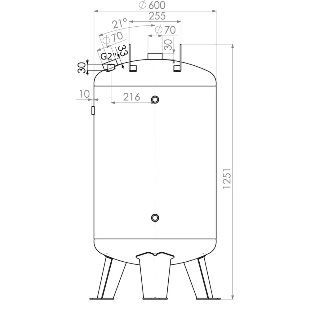 Reservatório de Ar Comprimido AIRCRAFT AC DB 270/10 V galvanizado 270 L 10 BAR