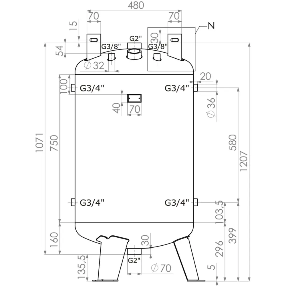 Reservatório de Ar Comprimido AIRCRAFT AC DB 270/10 V galvanizado 270 L 10 BAR
