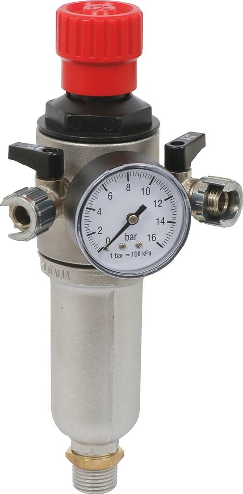 Filtro Regulador de Pressão DRAKKAR 1/2" com Torneiras 1/4" e Ligação Baioneta
