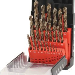 Jogo de 25 Brocas HSS Cobalto DRAKKAR 1 a 13mm em Caixa PVC