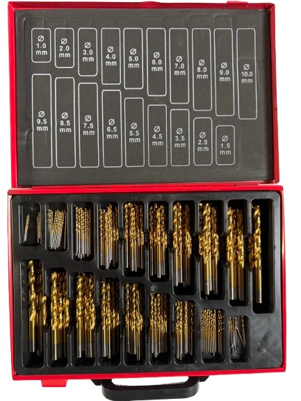 Kit de Brocas para Metal HEAVYWARE HSS DIN338 Revestimento TiN 170 Peças