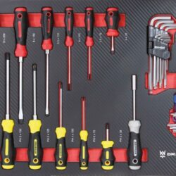 Carro de Ferramentas 7 Gavetas DRAKKAR com 176 Ferramentas e Módulos de Carbono