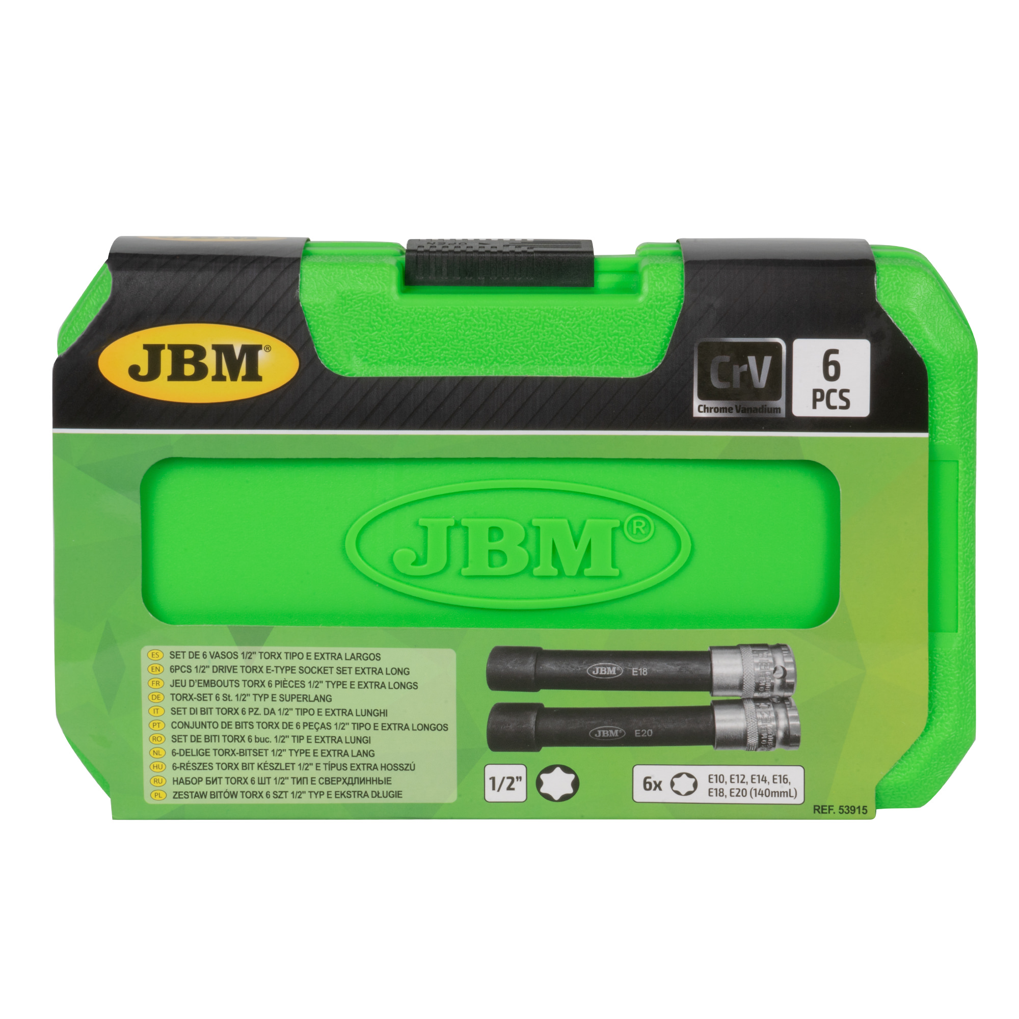 Set de 6 Chaves de Caixa Torx Tipo E Extra Longas 1/2" JBM