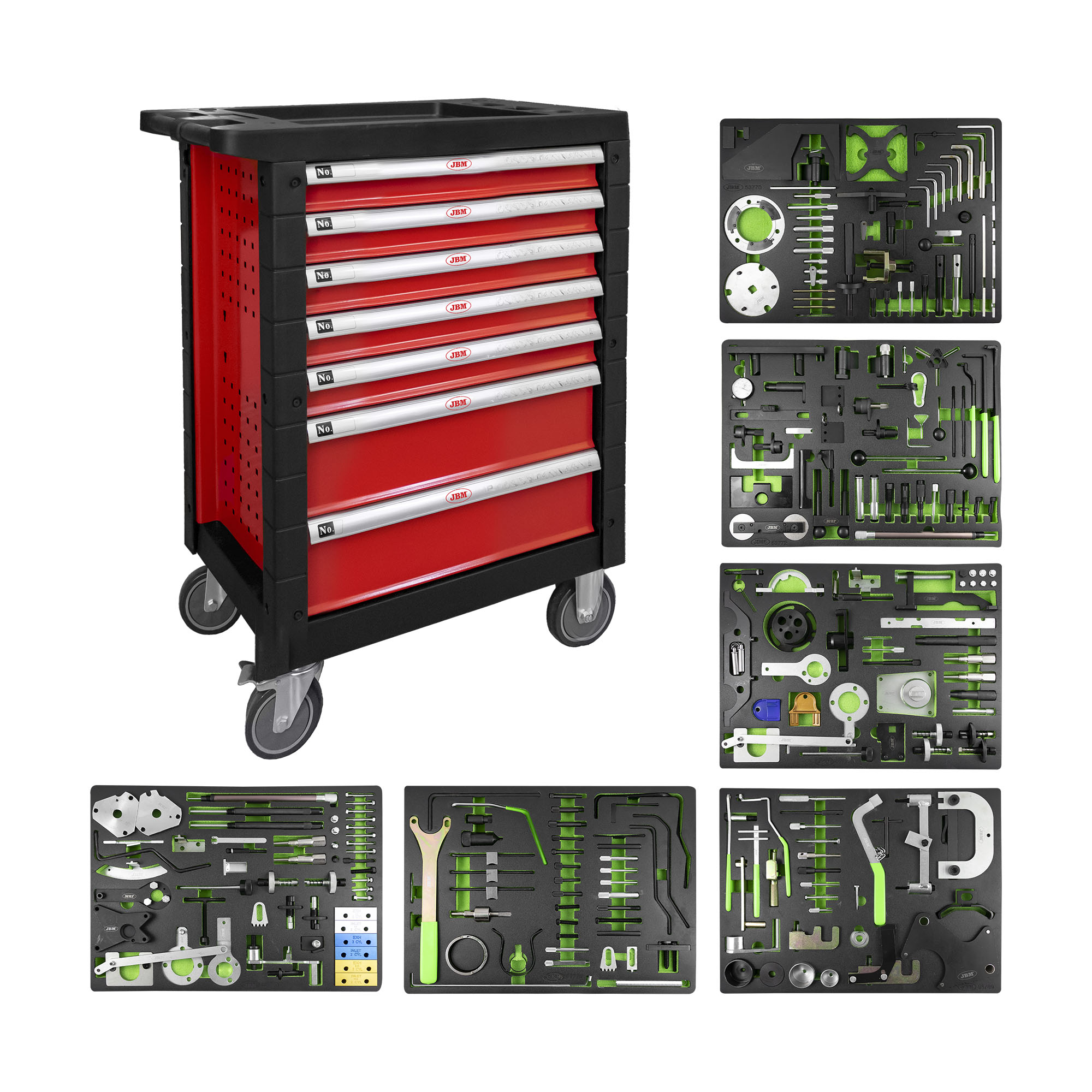Carro de Ferramentas com Kits de Calado 7 Gavetas JBM