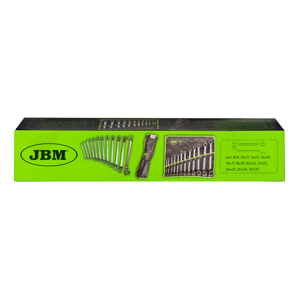 Set 12 Chaves Estrela Acodadas JBM 54119 12 Peças Aço Cromo-Vanádio