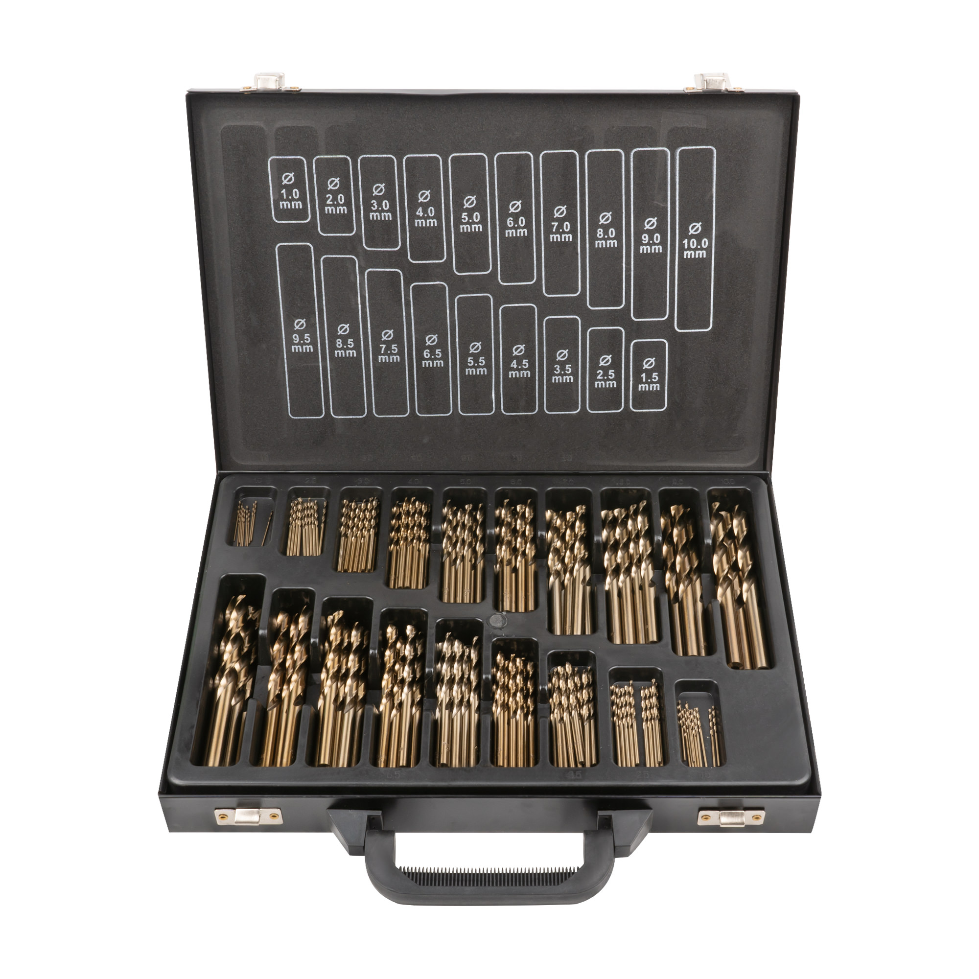 Jogo de 170 Brocas Helicoidais de Cobalto HSS-CO5 JBM 1-10mm