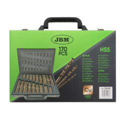 Jogo de 170 Brocas Helicoidais de Cobalto HSS-CO5 JBM 1-10mm