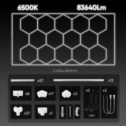 Conjunto de Luzes LED Hexagonais JBM 83640lm 615W 6500K - Image 3