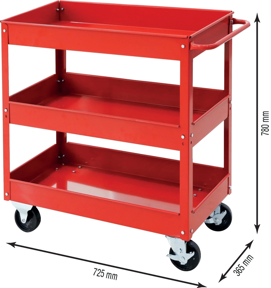 Carrinho de Oficina Metálico DRAKKAR 3 Prateleiras 725x365x780mm