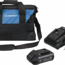 Pack SCHNEIDER 20V com Bateria 2Ah, Carregador 3A e Saco