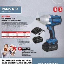Pack SCHNEIDER Chave de Impacto 1/2 Polegada 20V 1000/1500Nm com 2 Baterias 5Ah e Mala