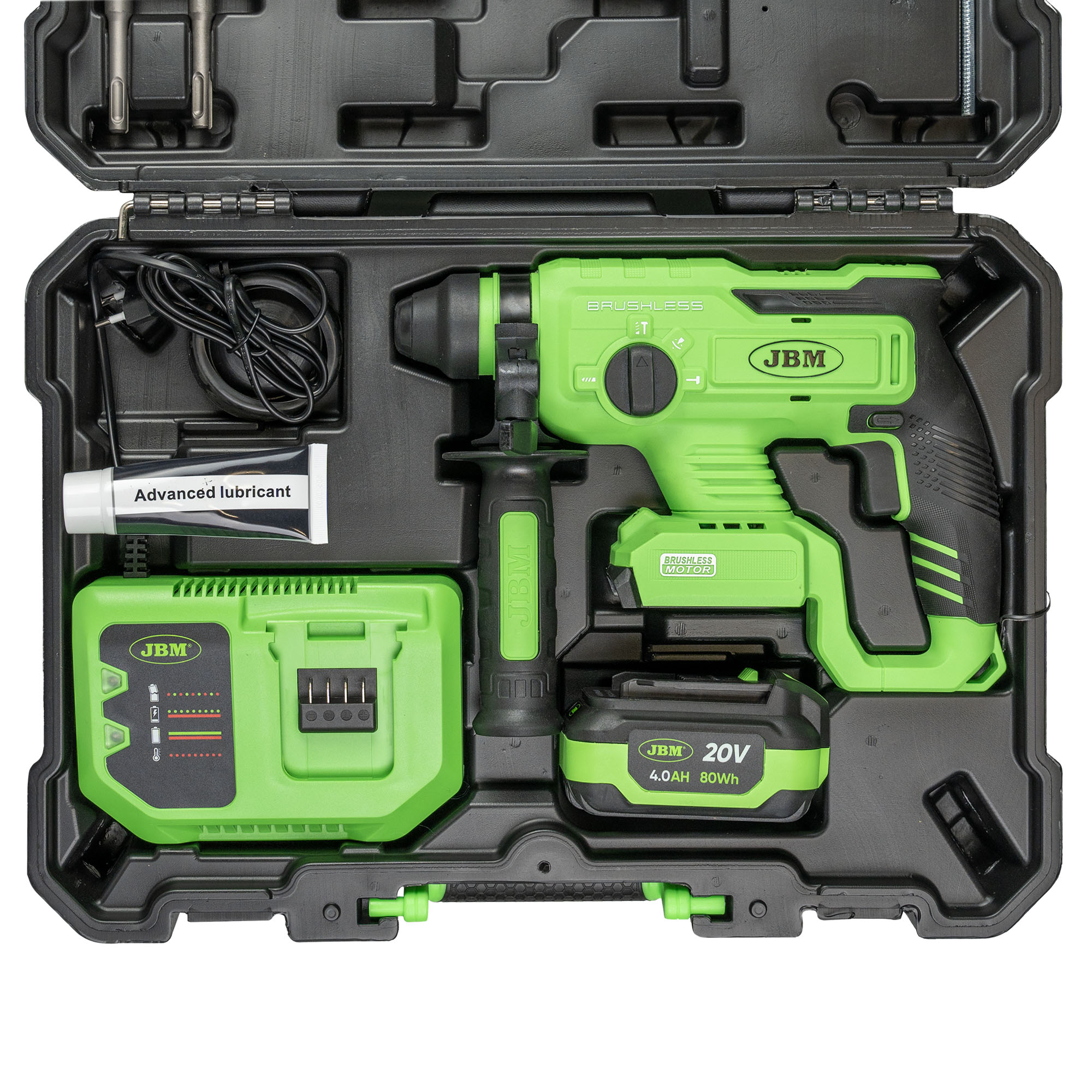 Martelo Percutor SDS a Bateria JBM 20V Brushless com Maleta e Acessórios