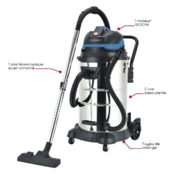 Aspirador Água e Pó SCHNEIDER 50 L 230 V 1200 W Inox - Image 2