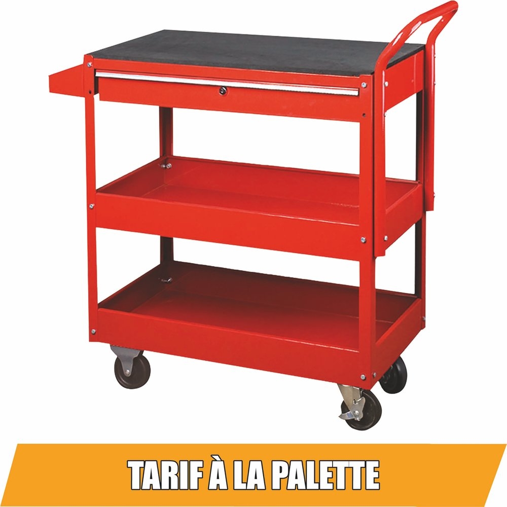 Carrinho de Oficina Metálico DRAKKAR 3 Prateleiras e 1 Tiroir 935x395x956mm