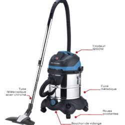 Aspirador de Líquidos e Pó SCHNEIDER 20 L 1200 W 230 V Inox - Image 2