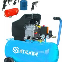 Pack STILKER Compressor Coaxial 50L 8 Bar 2CV com Kit de Acessórios Pneumáticos