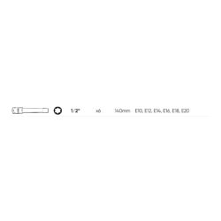 Set de 6 Chaves de Caixa Torx Tipo E Extra Longas 1/2" JBM