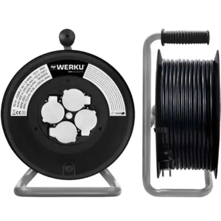 Enrola Cabos Prolongador WERKU 50m 4 Tomadas H05RR-F