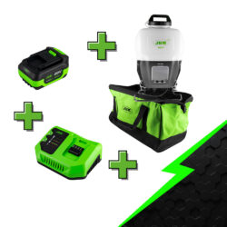 Pack Pulverizador Elétrico de Mochila JBM 15L com Bateria 4,0Ah, Carregador 20V e Mochila