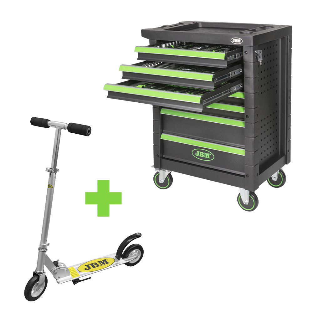 Carro de Ferramentas 7 Gavetas Verde + Patinete 2 Rodas JBM