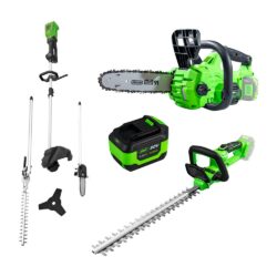 Kit de Ferramentas de Jardim a Bateria JBM Série 434 com Motosserra, Corta-sebes e Desbrozadora