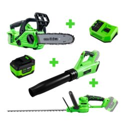 Kit Ferramentas de Jardim JBM Motosserra Soprador Corta-sebes