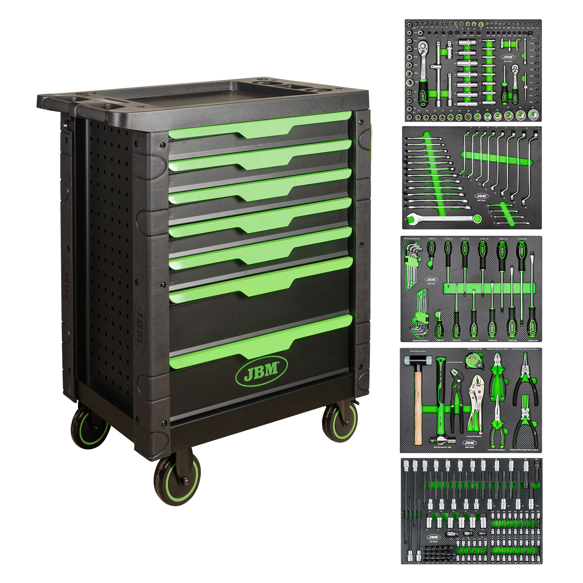 Carro de Ferramentas 7 Gavetas com 276 Peças JBM