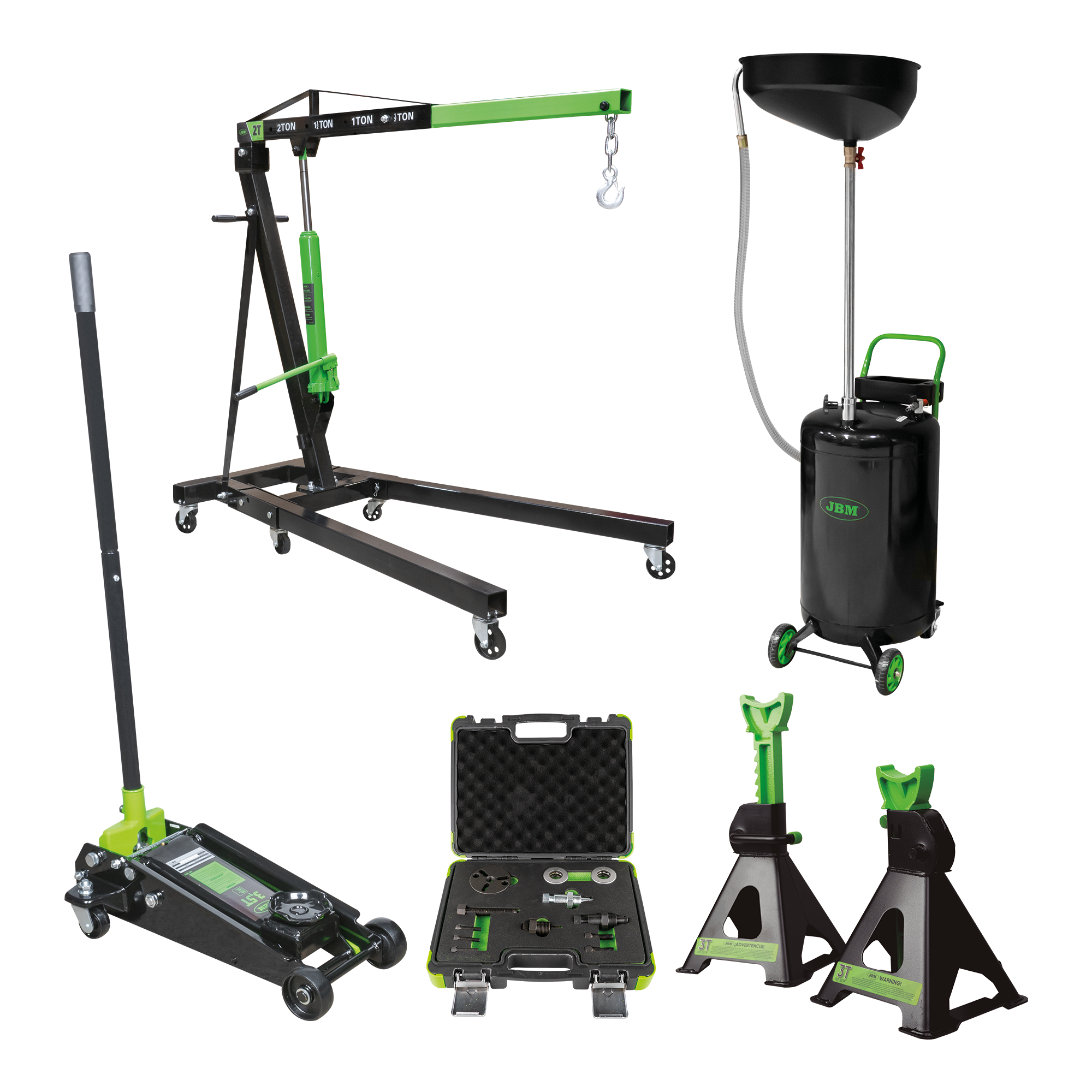 Kit de Elevação e Suporte JBM 2T com Grúa Plegável e Cavaletes