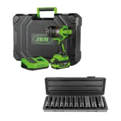 Chave de Impacto a Bateria JBM Brushless 1/2″ 1300Nm com 11 Chaves de Caixa de Impacto