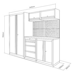 Conjunto de Mobiliário Modular de Oficina 13 Peças JBM 2410x620x1950mm