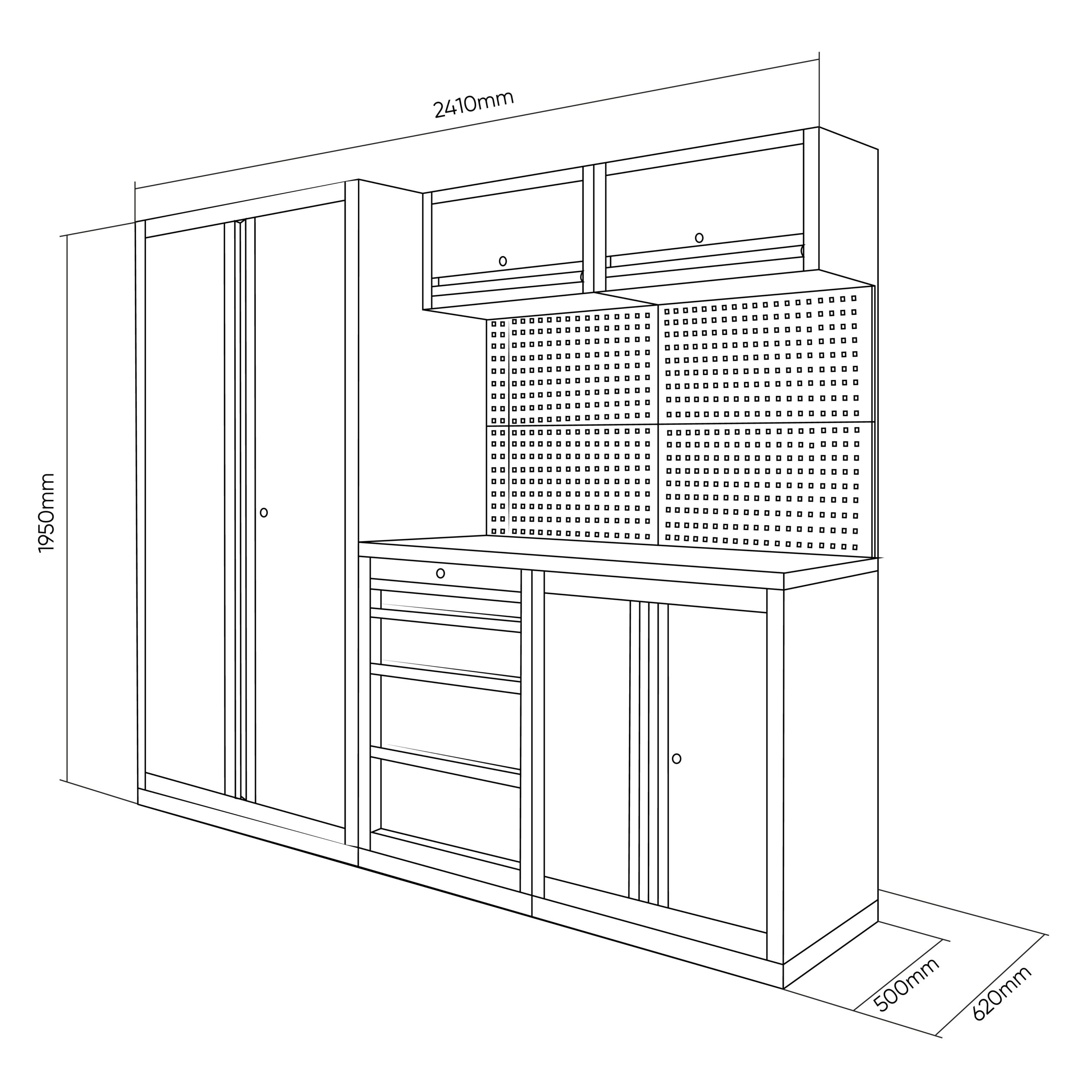Conjunto de Mobiliário Modular de Oficina 13 Peças JBM 2410x620x1950mm